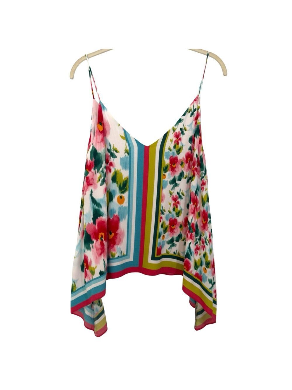 Zara Floral Print Spaghetti Strap Handkerchief Blouse Women Size Small Oversized